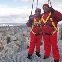 Doing the Edge Walk on the CN Tower with my mom!